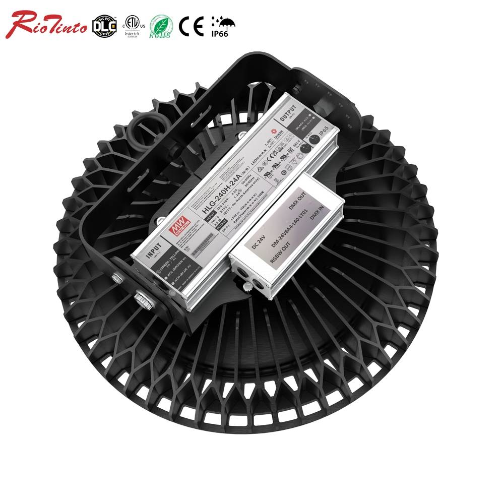 ETL cETL Certified IP66 Light 200W RGBW DMX UFO Light High Bay Light