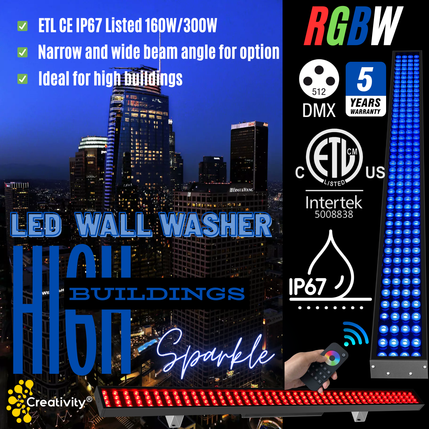 ETL Listed 6FT LED Wall Washer for High-Rise Building Façade Lighting