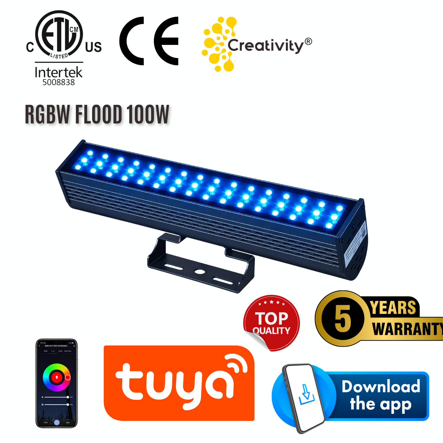 ETL Listed outdoor 100W RGB RGBW LED Flood Light
