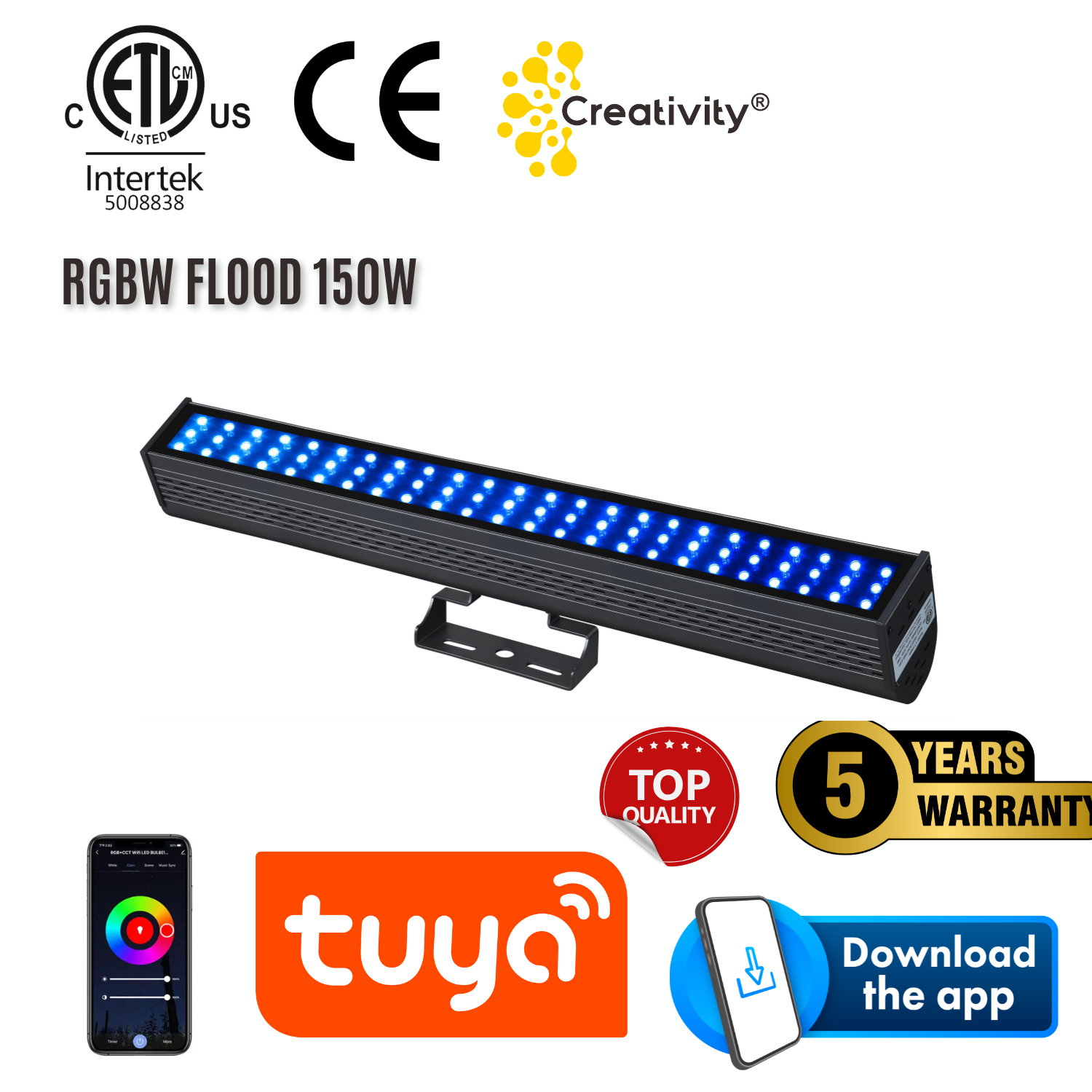 ETL Listed outdoor 150W RGB RGBW LED Flood Light 