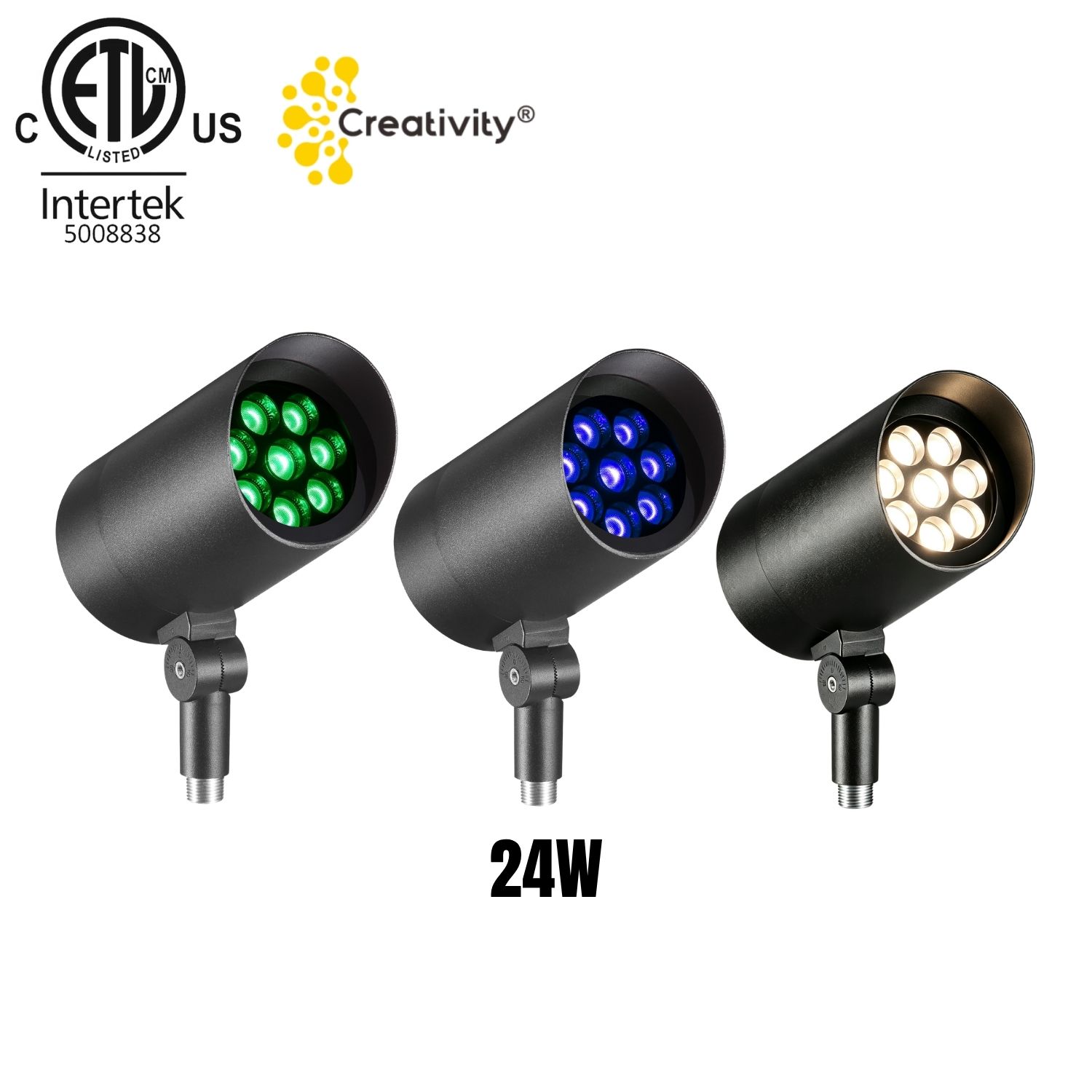 24W ETL Listed IP66 RGBW LED Landscape Flood Light