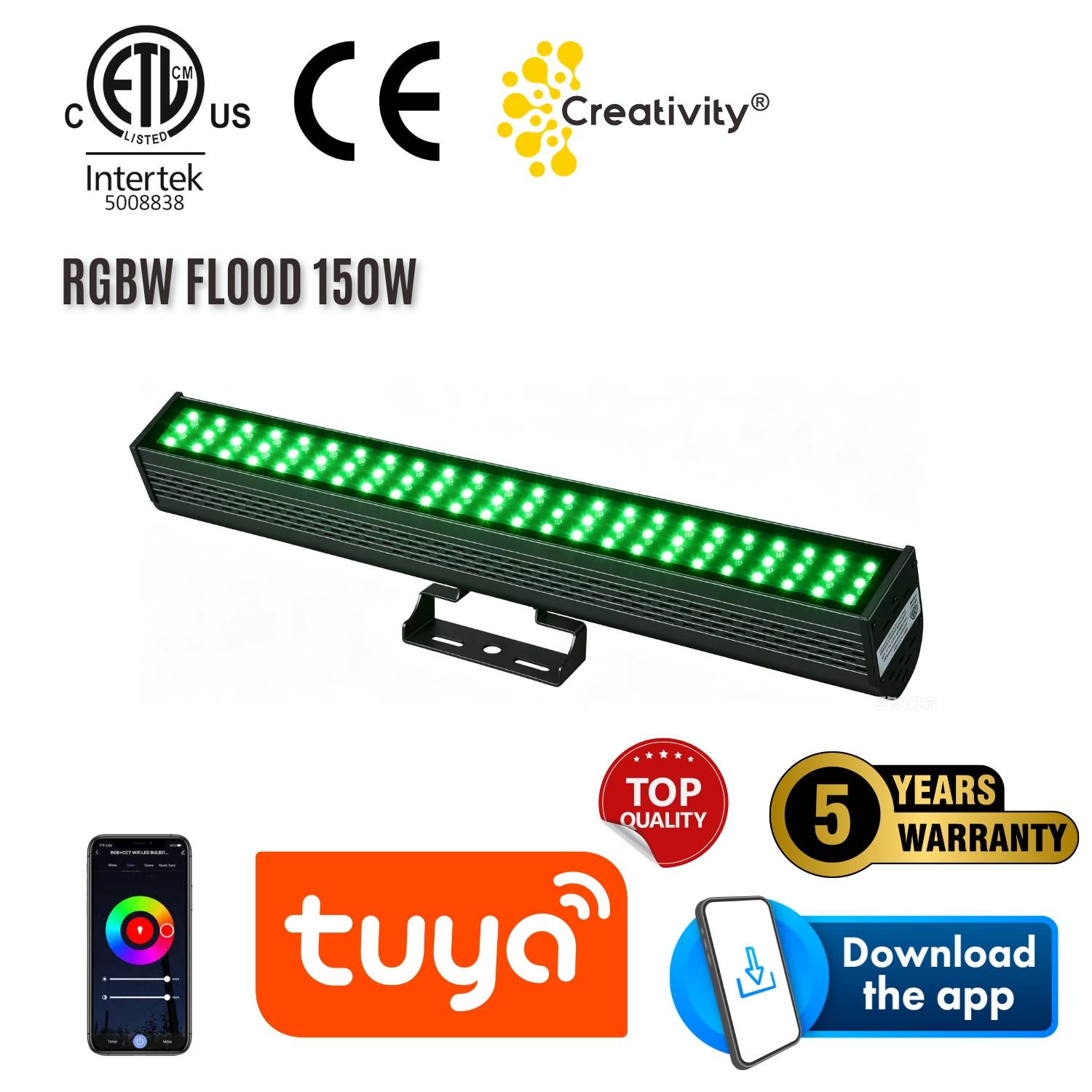 ETL Listed outdoor 150W RGB RGBW LED Flood Light 